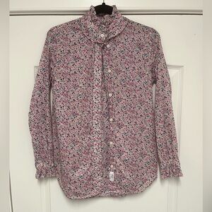 J. Crew | Floral Ruffle Liberty Button Down